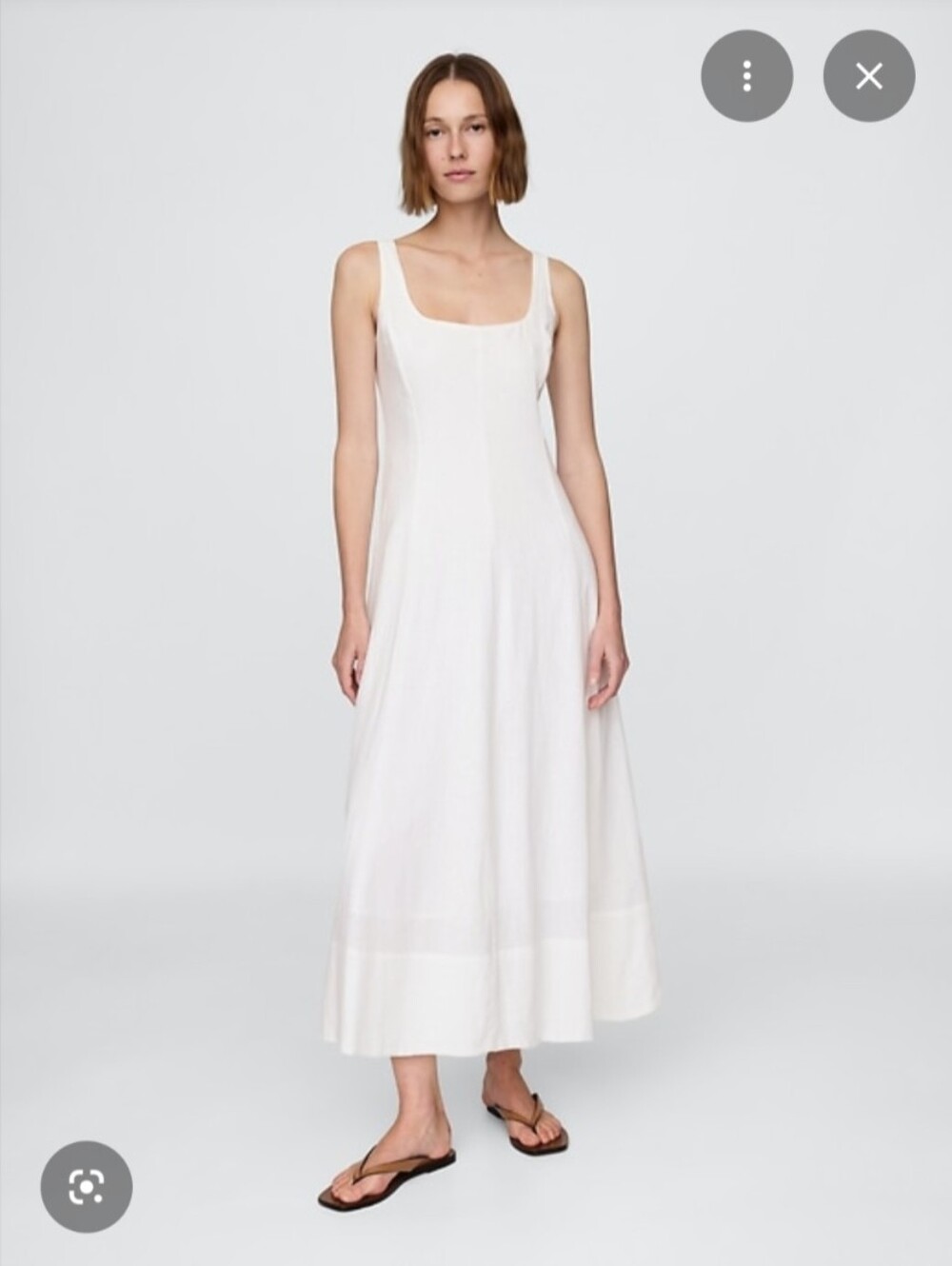 GAP White Linen Blend Square Neck Dress Medium Tall